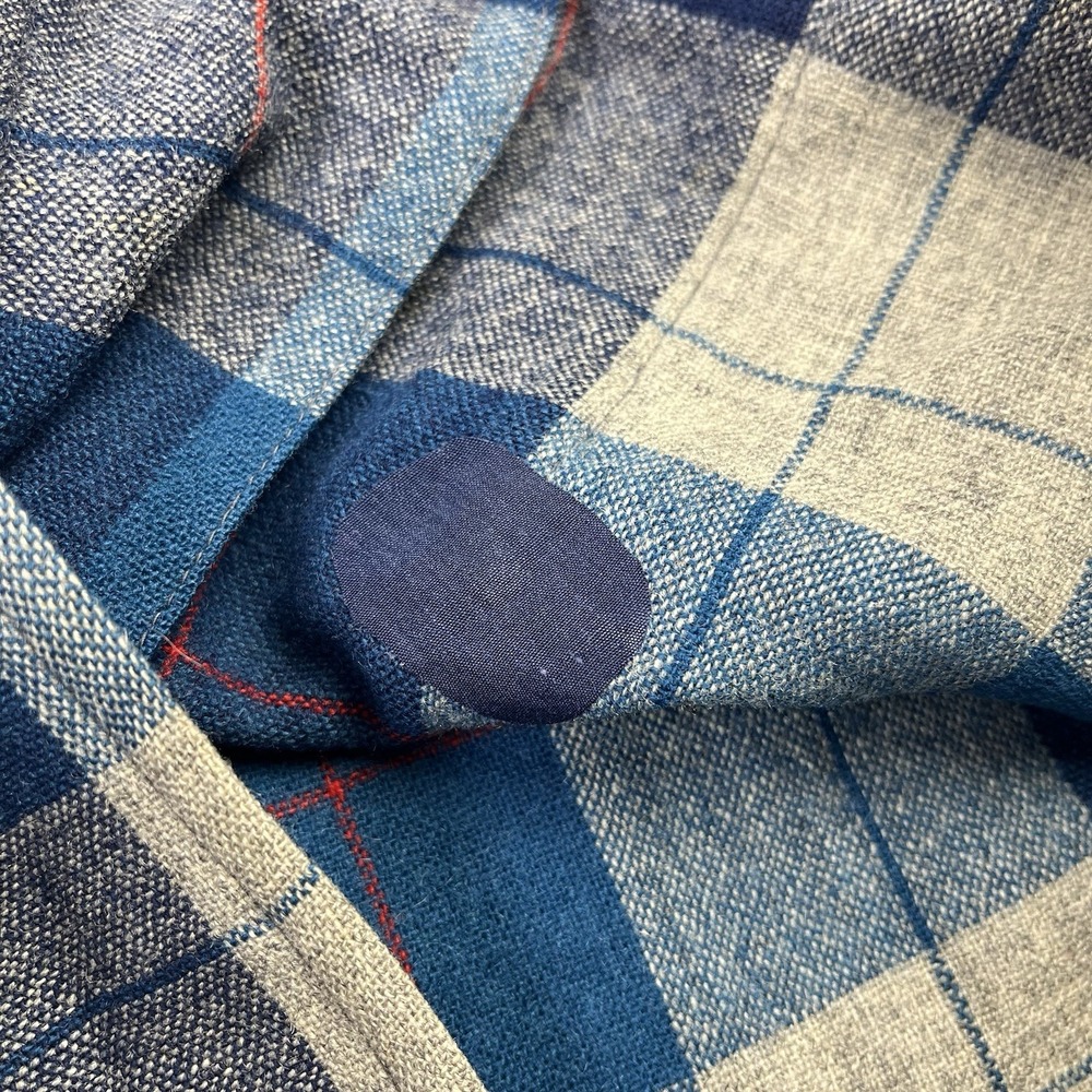 Vtg 1950s PENDLETON Wool Flannel 49er Shirt Jacket Shell Buttons Blue Plaid - Picture 6 of 11